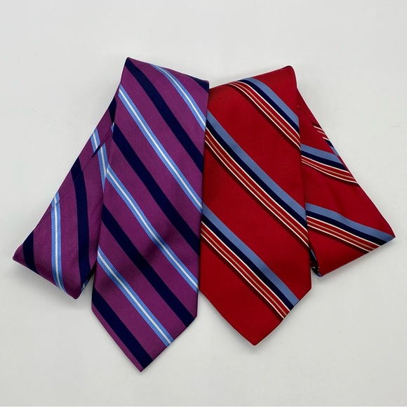 Nautica Other - Nautica 100% Silk Necktie Lot of 2 w/ Multicolor Stripes +/- 58 x 3 Inches